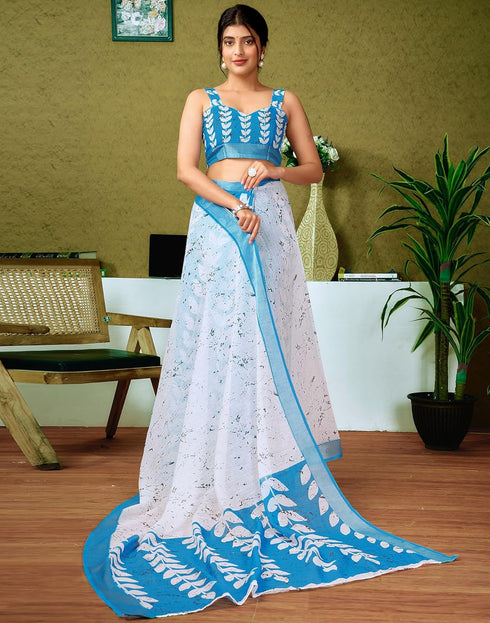 Vasthrlay Womens Cotton Printed Multicolor Saree