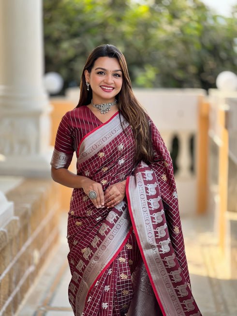 Vasthrlay Elephant Unstitched Saree