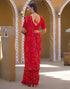 Vasthrlay Georgette Bandhani Unstitched Maroon Saree
