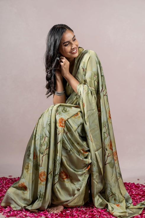 Vasthrlay Fashion Chiffon Printed Dusty Ethnic Wear