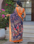 Vasthrlay Womens Printed Unstitched Dark Green Saree