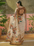Vasthrlay Womens Printed Unstitched White Saree