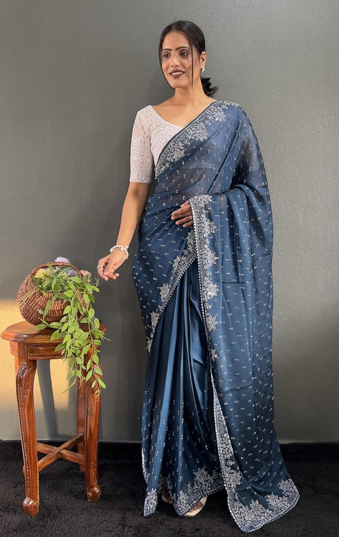 Vasthrlay Designer Georgette Border Traditional