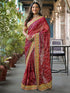 Vasthrlay Bandhani Embroidery Yellow Saree