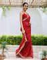 Vasthrlay Bandhani Embroidery Unstitched Red Saree