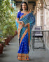 Vasthrlay Bandhani Embroidery Blue | Teal Blue Saree With Unstitched Blouse Piece
