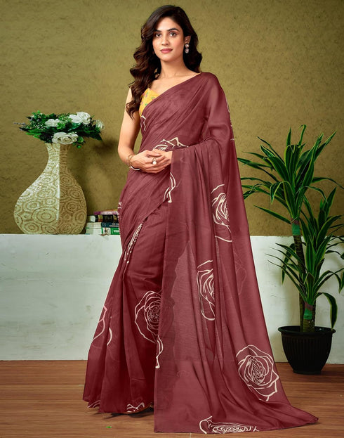 Vasthrlay Chanderi Printed Unstitched Blue Saree