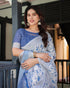 Vasthrlay Handwoven Printed Tasselled Saree