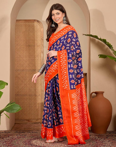 Vasthrlay Womens Printed Unstitched Purple Saree