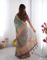 Vasthrlay Beige Blue Traditional Multicolour Saree