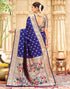 Vasthrlay Womens Paithani Unstitched Blue Saree