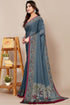 Vasthrlay Fashion Chiffon Georgette Teal Ethnic Wear