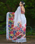 Vasthrlay Womens Unstitched Blouse White Saree