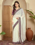Vasthrlay Embroidery Chiffon Unstitched Off White Saree