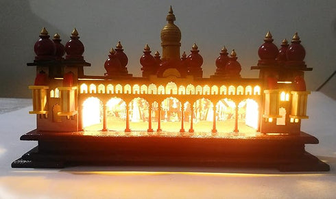 Crafts India® Handcrafted channapatna Wooden Mysore Palace Model with Lighting,channapatna Toys/Dolls- 21 X 12 cms