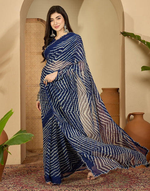 Vasthrlay Georgette Embroidery Unstitched Yellow Saree