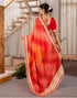 Vasthrlay Bandhani Embroidery Unstitched Teal Saree