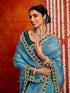 Vasthrlay Sequins Embroidery Olive Saree