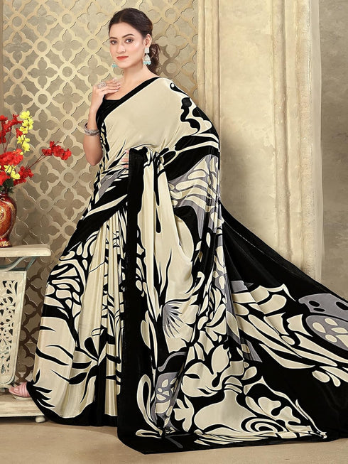 Vasthrlay Printed Off White1 White Saree