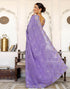 Vasthrlay Embroidery Scalloped Lavender Saree With Unstitched Blouse Piece