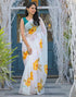 Vasthrlay Womens Printed Unstitched Off White Saree