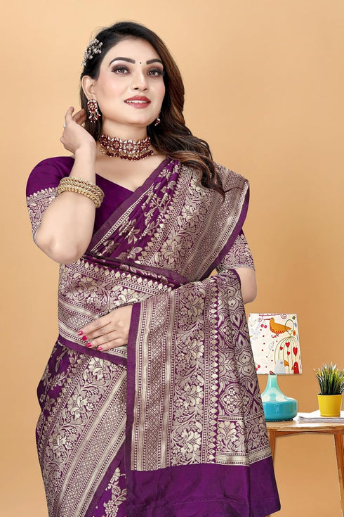 Vsathrlay Saree Kanjivaram Silk Pari Maroon