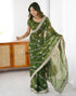 Vasthrlay Scalloped Embroidery Unstitched Lime Green Saree