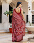 Vasthrlay Bandhani Printed Dark Red Saree With Unstitched Blouse Piece