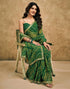 Vasthrlay Georgette Traditional Unstitched Dark Green Saree