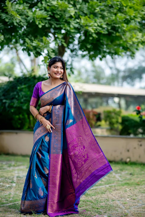 Vasthrlay Kanjivaram Unstitched Piece Blue