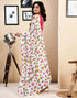 Vasthrlay Womens Printed Unstitched White Saree
