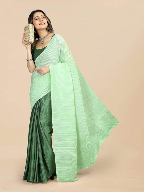 Vasthrlay Crushed Pleated Unstitched Yellow Free Ethnic Wear