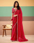 Vasthrlay Georgette Embroidery Unstitched Dark Green Saree