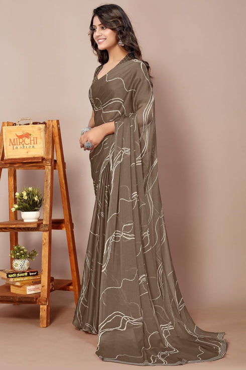 Vasthrlay Fashion Georgette Geometric Dusty Ethnic Wear