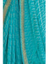 Vasthrlay Embroidery Georgette Sky Blue, White Saree With Unstitched Blouse Piece