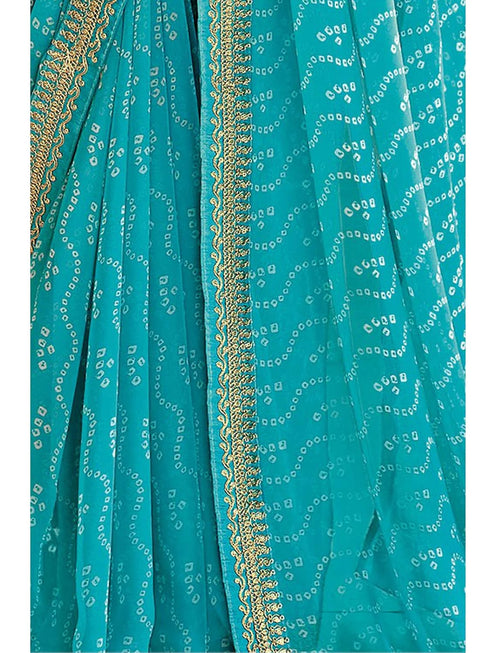 Vasthrlay Embroidery Georgette Unstitched Sky Blue Saree