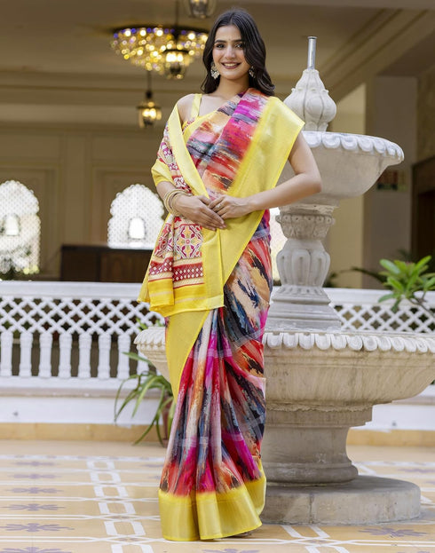 Vasthrlay Printed Weaving Unstitched Green Saree