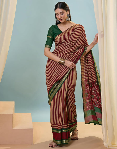 Vasthrlay Printed Weaving Unstitched Maroon Saree