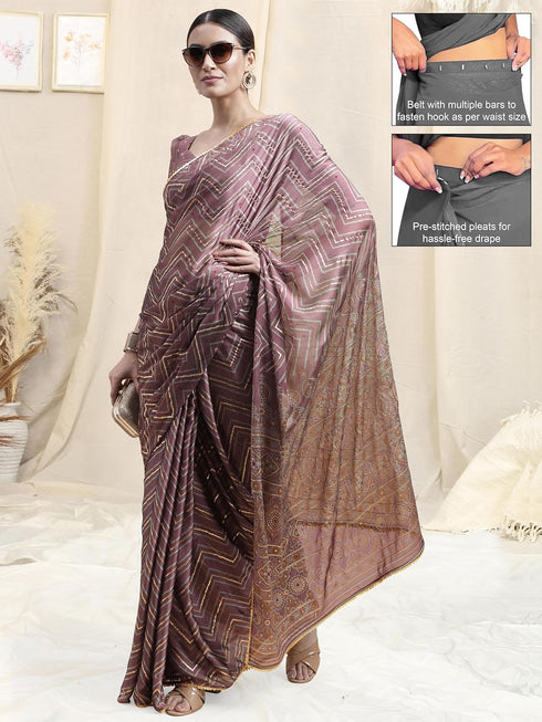 Vasthrlay Fashion Chiffon Chevron Printed Ethnic Wear