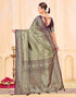 Vasthrlay Womens Banarasi Unstitched Green Saree