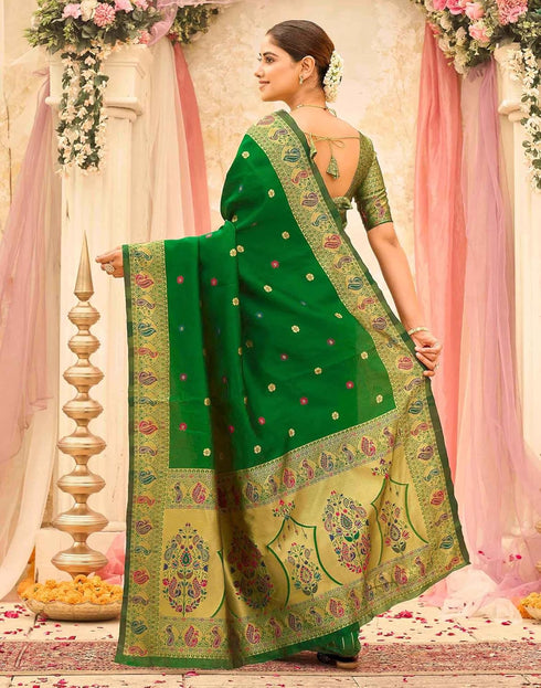Vasthrlay Weaving Paithani Unstitched Pink Saree