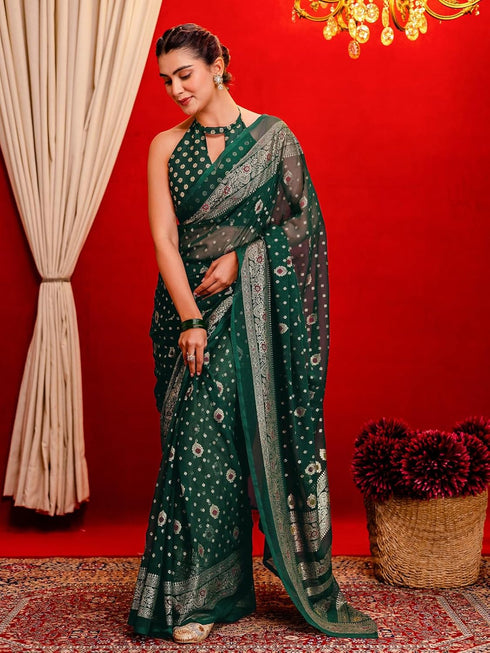 Vasthrlay Georgette Printed Navy Navy Blue Saree