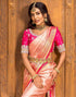 Vasthrlay Banarasi Jacquard Light Pink Saree With Unstitched Blouse Piece