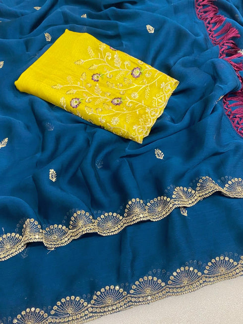 Vasthrlay Pink Georgette Embroidery Saree