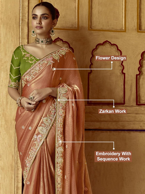 Vasthrlay Embroidery Sequence Unstitched Morpeach Ethnic Wear