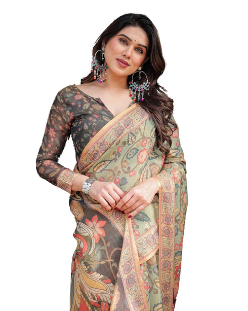 Vasthrlay Handloom Tassels Botanical Saree