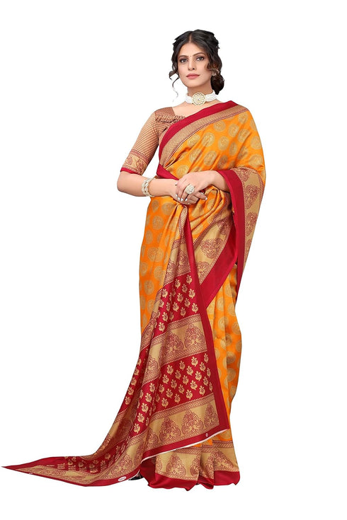 Vasthrlay Printed Blouse Mustard Ethnic Wear