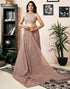 Vasthrlay Chanderi Printed Brown Saree With Unstitched Blouse Piece