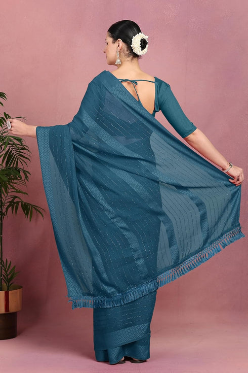 Vasthrlay Fashion Georgette Green Ethnic Wear