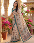 Vasthrlay Womens Printed Unstitched Navy Blue Saree